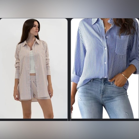 LuLu-B Preppy Striped Button Down a size M - Picture 9 of 10